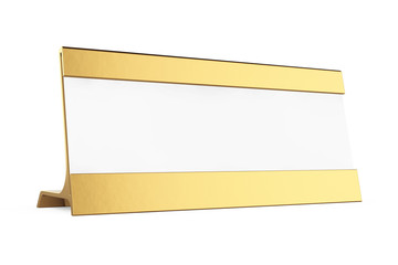 Golden Horizontal Blank Table Card Tag. 3d Rendering