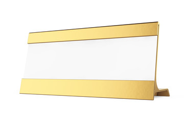 Golden Horizontal Blank Table Card Tag. 3d Rendering