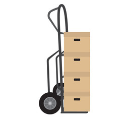 Hand truck with boxes