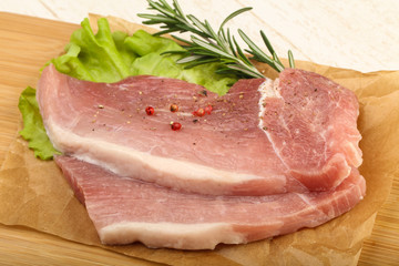 Raw pork steak