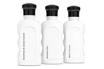 White Hotel Cosmetic Bottles. 3d Rendering
