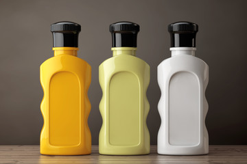 Blank Multicolour Hotel Cosmetic Bottles. 3d Rendering