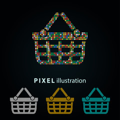 Shopping basket - pixel illustration.