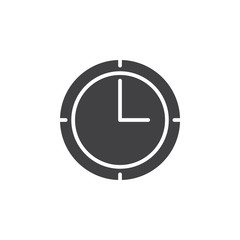 Clock icon vector, filled flat sign, solid pictogram isolated on white. Time symbol, logo illustration