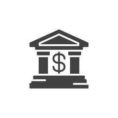 Bank icon vector, filled flat sign, solid pictogram isolated on white. Symbol, logo illustration