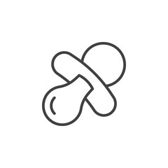 Pacifier, nipple line icon, outline vector sign, linear pictogram isolated on white. Symbol, logo illustration