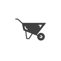Wheelbarrow icon vector, filled flat sign, solid pictogram isolated on white. Symbol, logo illustration