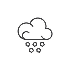 Hail cloud line icon, outline vector sign, linear pictogram isolated on white. Weather forecast symbol, logo illustration