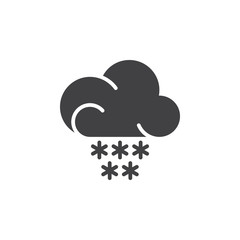 Snow cloud icon vector, filled flat sign, solid pictogram isolated on white. Weather forecast symbol, logo illustration