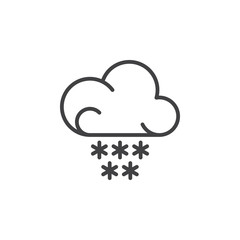 Snow cloud line icon, outline vector sign, linear pictogram isolated on white. Weather forecast symbol, logo illustration