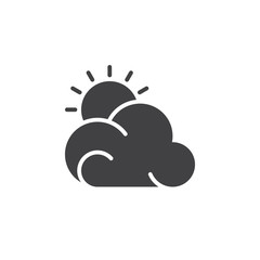 Sun and cloud icon vector, filled flat sign, solid pictogram isolated on white. Partly cloudy weather forecast symbol, logo illustration