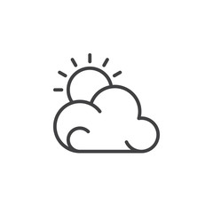 Sun and cloud line icon, outline vector sign, linear pictogram isolated on white. Partly cloudy weather forecast symbol, logo illustration