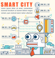Infographic smart city concept with different icon and elements, illustrator vector
