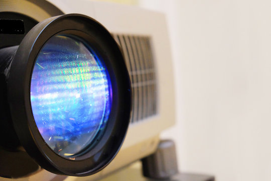 Close-up lens photo of projector
