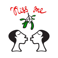 mistletoe women kiss