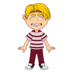 Little boy crying cartoon