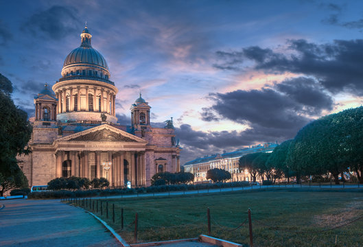 Saint Isaac's Cathedral or Isaakievskiy Sobor in St. Petersburg during the White Nights, Russia