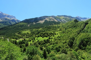Naklejka premium Mountains in the Pyrenees, Ordesa Valley National Park , Spain. 