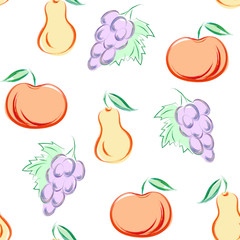 seamless pattern with fruits in hand drawn style - vector illustration