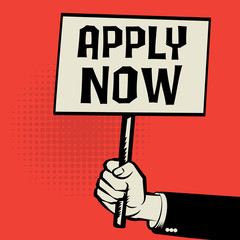 Poster in hand, business concept with text Apply Now