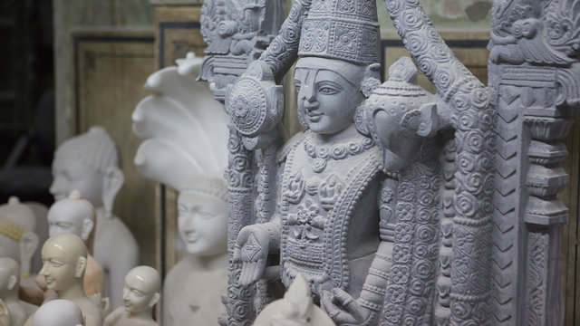 Statue of Hindu God Krishna Gopala. Crafts and Arts of India. Mu