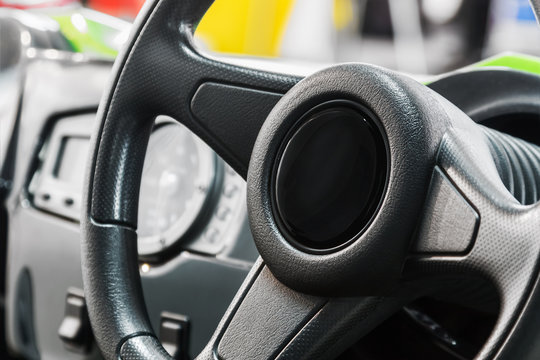 front panel and steering wheel of car