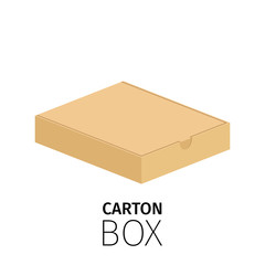 Carton rectangular low box pack. Vector flat item isolated on white