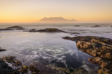 Fototapeta na wymiar Table Mountain viewed from Bloubergstrand. Cape Town. Western Cape. South Africa