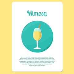 Mimosa cocktail menu item or sticker. Party drink in circle icon vector illustration