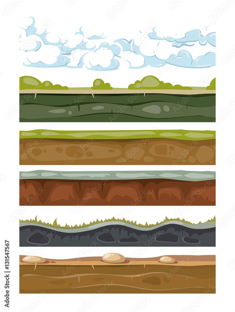 Sticker Set of landscape earth backgrounds for mobile games apps