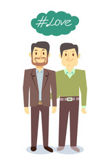 Vector happy gay LGBT men pair in love