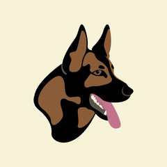 German Shepherd Dog Vector illustration style Flat