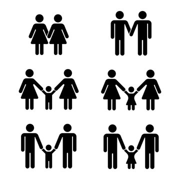 Vector gay family icons over white
