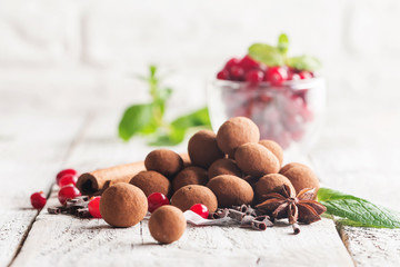 chocolate truffles with cranberry