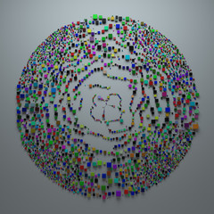 3d abstract background with randomly generated geometry. 3D rendered clonning distribution of geometry primitives.