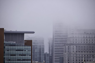 Foggy on zoomed city
