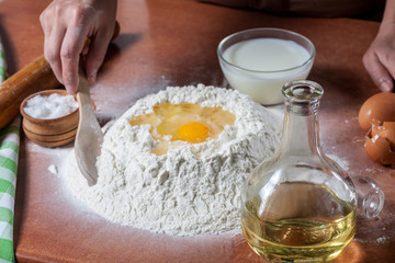 Baker prepared flour for baking