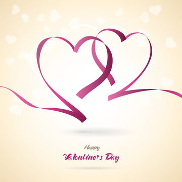 valentine ribbon hearts - vector love card / background