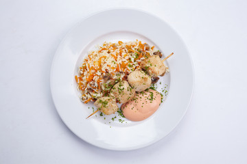 chicken kebab with rice
