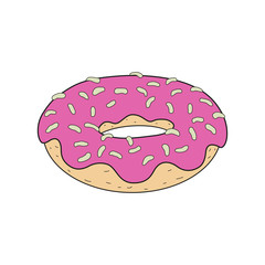Donut with pink icing.