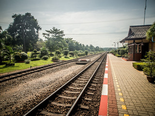 Fototapeta na wymiar little train station in the upcountry