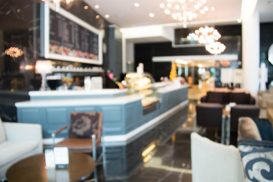blur shop counter with  shelf Cafe Bar