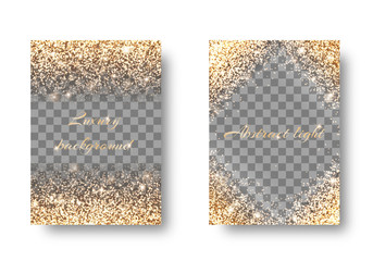 Glitter background for festive decoration. Set backs with golden light effects. Celebrating the New Year, 2017
