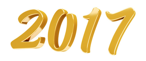 3D rendering gold 2017 new year eve illustration