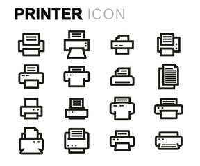 Vector line printer icons set