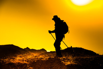 Guide walking in the mountain