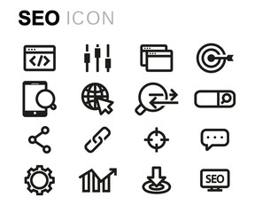 Vector line seo icons set