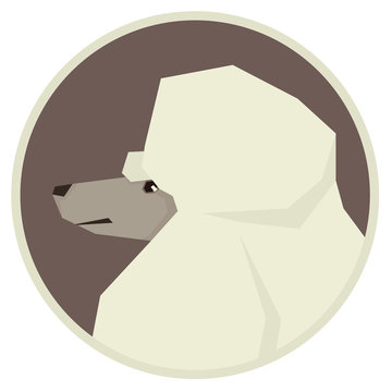 Dog collection Poodle Geometric style icon round