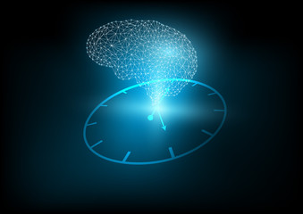Obraz premium Abstract digital and technology background. Artificial Intelligence with clock that represented time.