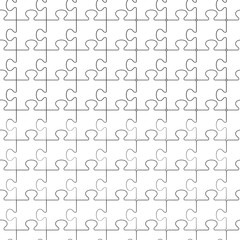 Set of vector black and white seamless pattern with puzzles.